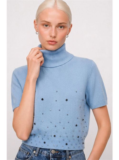 Maglia dolcevita a maniche corte in angora con applicazioni - Maglia Applicazione KOCCA | BARBELLA/70008